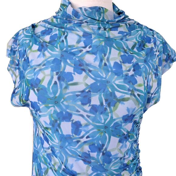By Anthropologie The Maya Bue Floral Mesh Midi Maxi Dress Size Medium - Picture 7 of 10